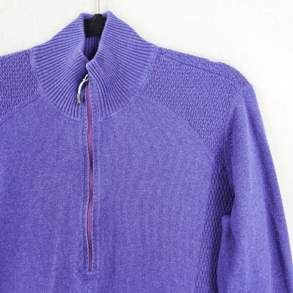 Eddie Bauer Sweater Womens Extra Large Purple Half Zip Knit Mock Neck Pullover - Picture 2 of 10